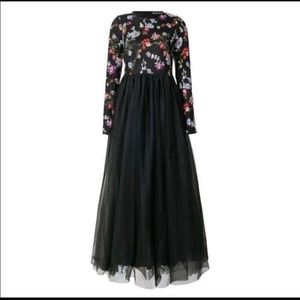 NWT floral sequin embellished maxi dress long sleeve